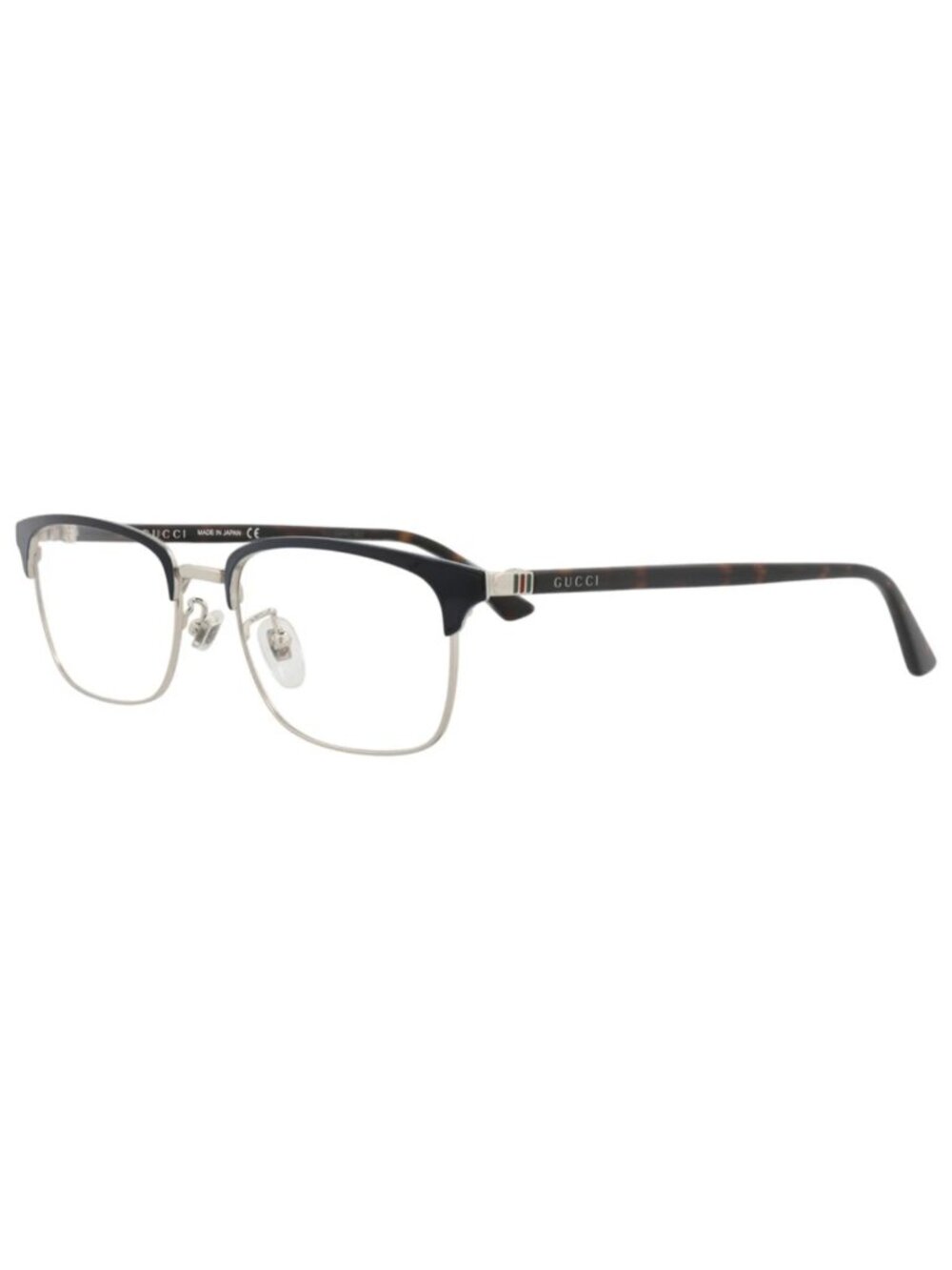 New Gucci Women's Eyeglasses Square Rectangle Metal Frame Mens Blue Havana